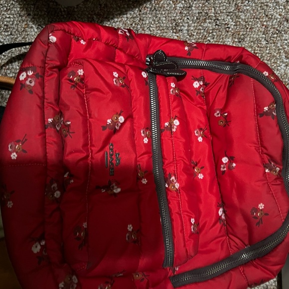 Coach Red Floral Women's Backpack - Picture 1 of 3
